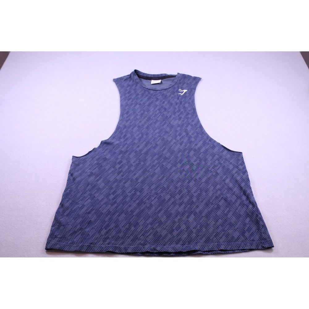 Gymshark Mens Blue Hex Pattern Drop Armhole Tank Top Stringer Size L